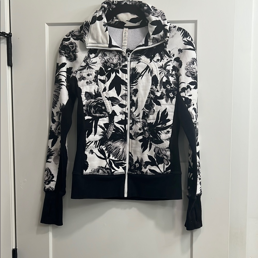 Lululemon Athletica Black and White Floral Hoodie